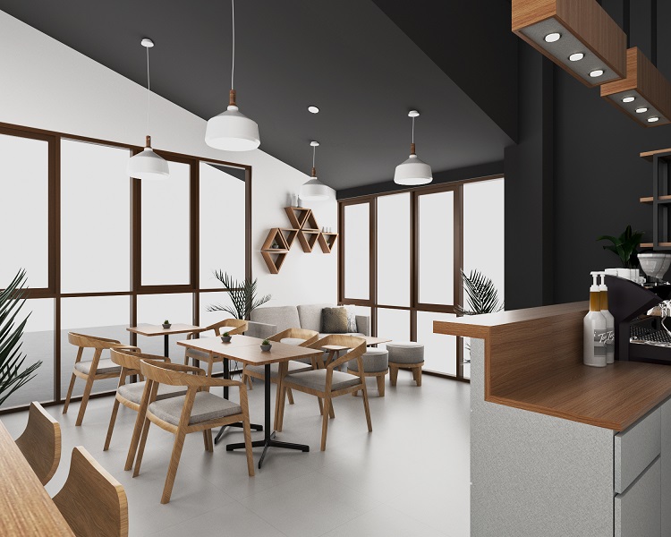 Interior Coffee Shop dalam bentuk 3D, Sumber : doc pribadi