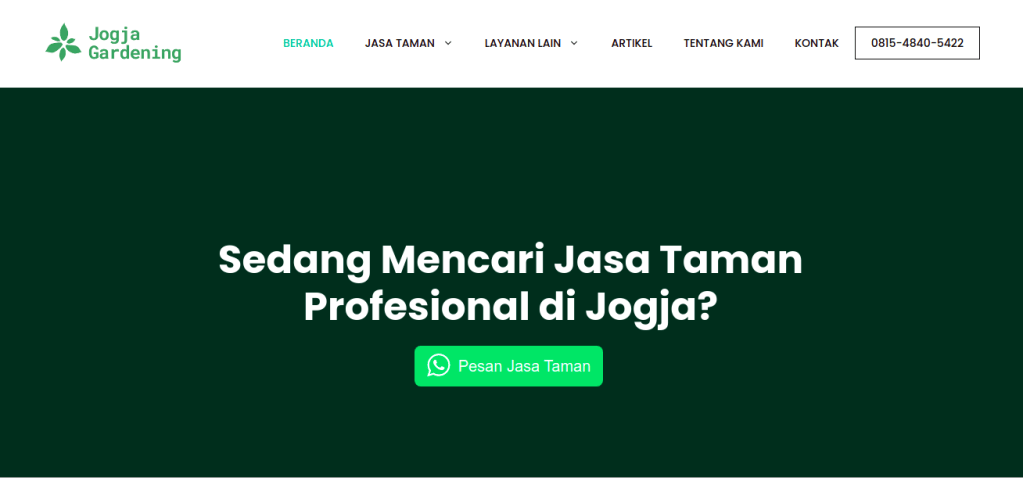 Tampak situs dari jasa tukang taman GoGreen Garden, foto: screenshots