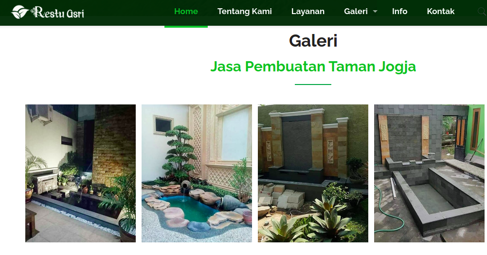 Tampak galeri pada laman Restu Asri, foto: screenshots