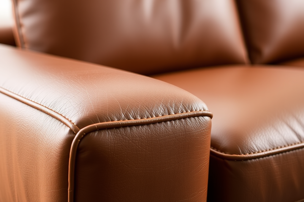 Sofa kulit full-grain. Sumber: AI