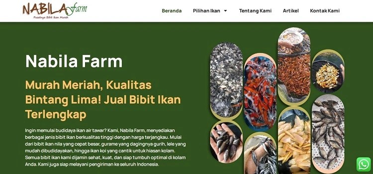 Farm Nabila, pusatnya jual bibit ikan, Sumber: farmnabila.com